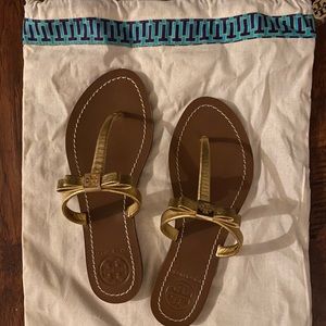 Tory Burch Gold Bow Sandal